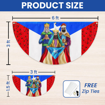 Three Kings Puerto Rico Non-Pleated Fan Flag