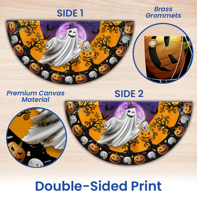 Halloween Ghost Pumpkins Non-Pleated Fan Flag
