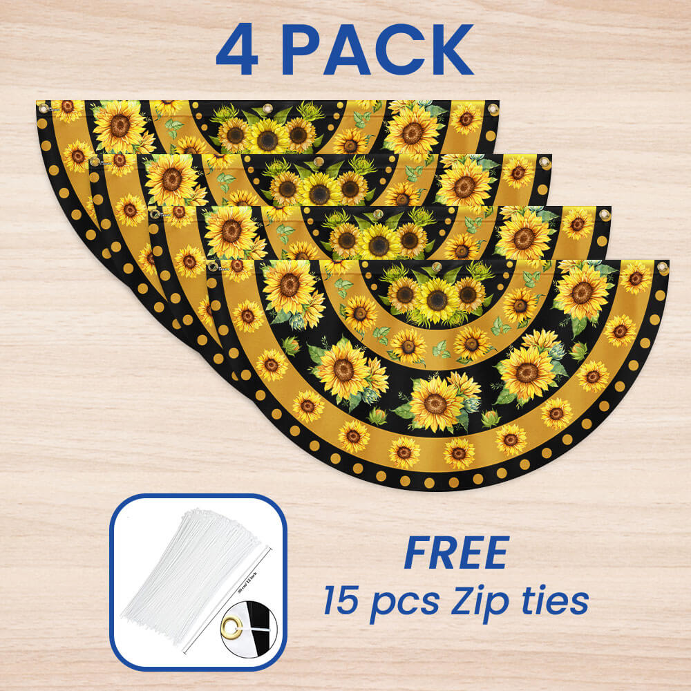 Sunflower Hippie Welcome Non-Pleated Fan Flag
