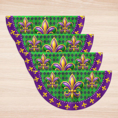 Fleur-de-lis Mardi Gras Non-Pleated Fan Flag