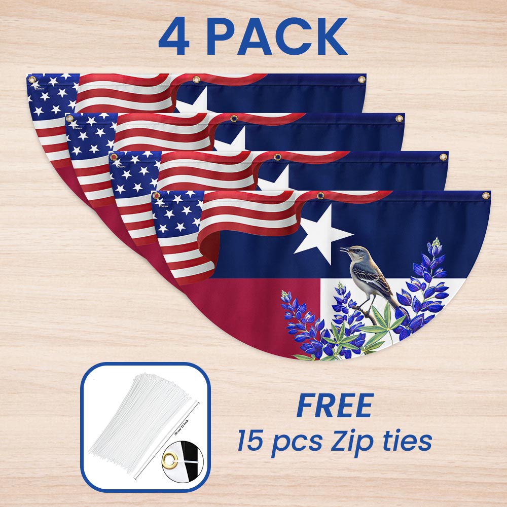 Texas with Northern Mockingbird And Bluebonnet, Texas Non-Pleated Fan Flag