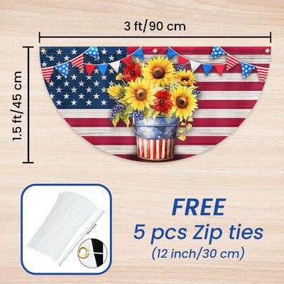 Flagwix American Flag - Sunflowers Happy 4th of july Patriotic Non-Pleated Fan Flag