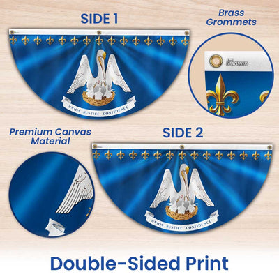 Louisiana Flag Brown Pelican Fleur-de-lis Louisiana Non-Pleated Fan Flag