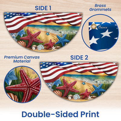 Summer Beach Starfish American Non-Pleated Fan Flag