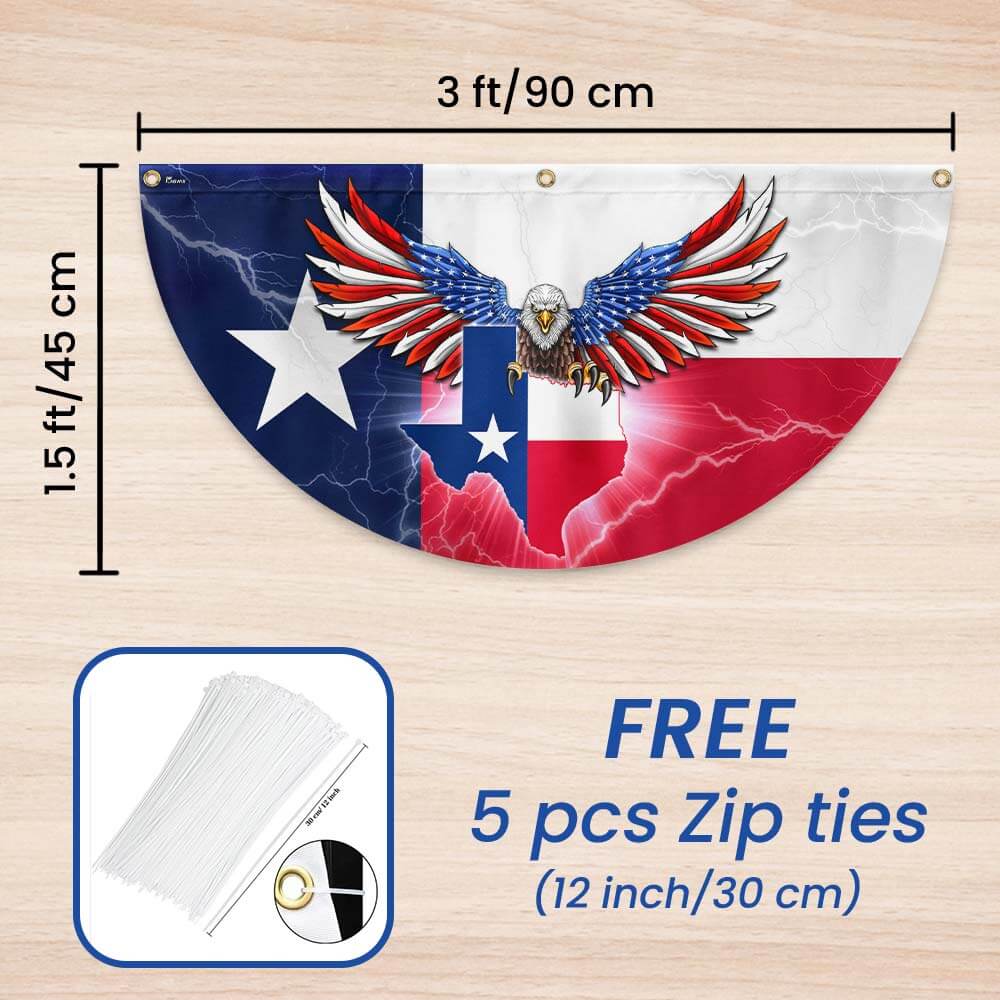 Texas Patriotic American Eagle Non-Pleated Fan Flag