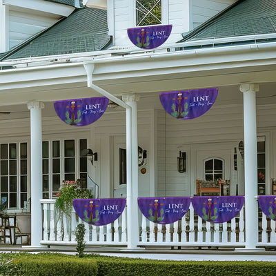 Lent Season Fast Pray Give Jesus Christian Cross Non-Pleated Fan Flag