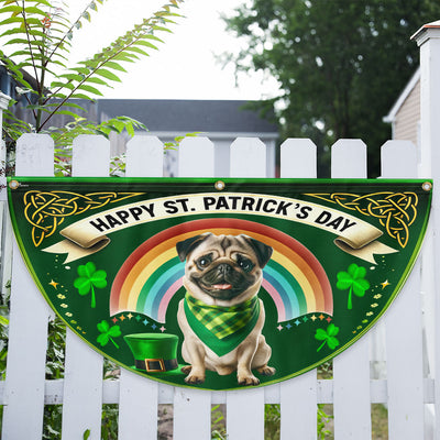 Pug Dog Happy St Patrick's Day Non-Pleated Fan Flag
