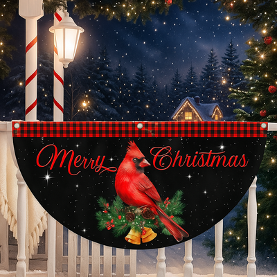 Cardinal Merry Christmas Fan Flag - Holiday Gift & Festive Home Décor, Non-Pleated