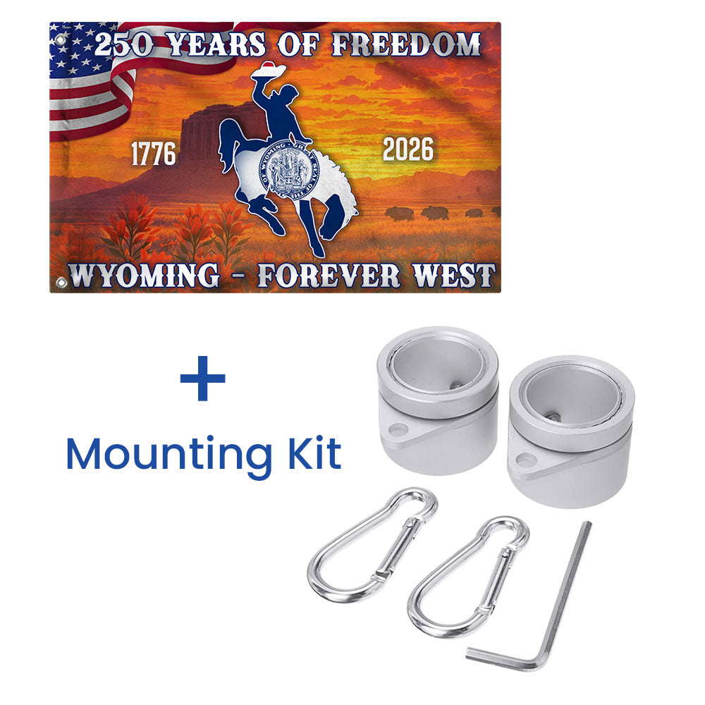 America 250th Wyoming State Grommet Flag, WY Forever West 1776 2026 Decor
