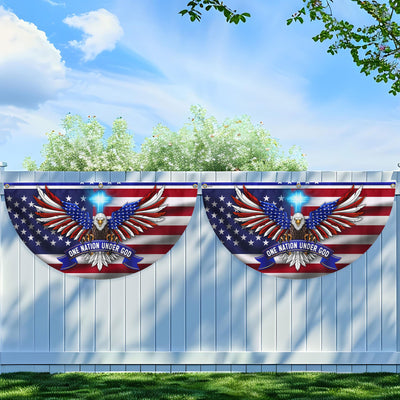One Nation Under God Patriotic Eagle Non-Pleated Fan Flag 3-Day Shipping