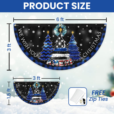 We Wish You Ameri Christmas, The Thin Blue Line Christmas Solar Led Fan Flag