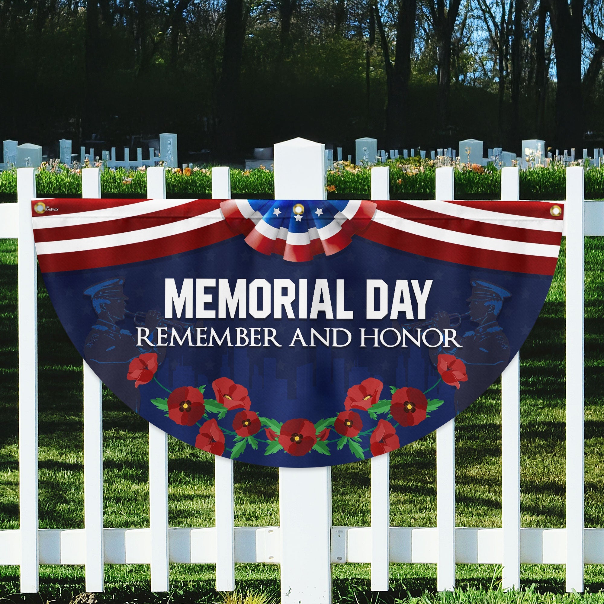 Memorial Day Flag Remember And Honor Non-Pleated Fan Flag