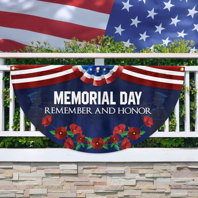 Memorial Day Flag Remember And Honor Non-Pleated Fan Flag