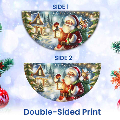 Christmas Joyful Santa Claus Holding Glowing Lantern Winter Xmas Holiday Solar Led Fan Flag