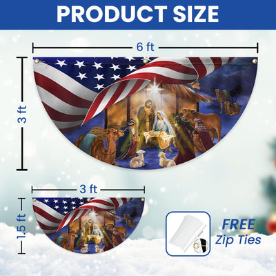 Christmas Flag Nativity Of Jesus O Holy Night Non-Pleated Fan Flag