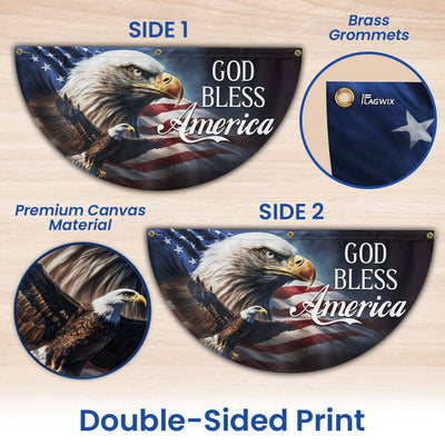 God Bless America Eagle Patriotic Non-Pleated Fan Flag