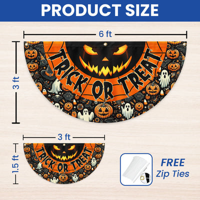 Scary Pumpkin Trick Or Treat Happy Halloween Non-Pleated Fan Flag TPT2175FLn