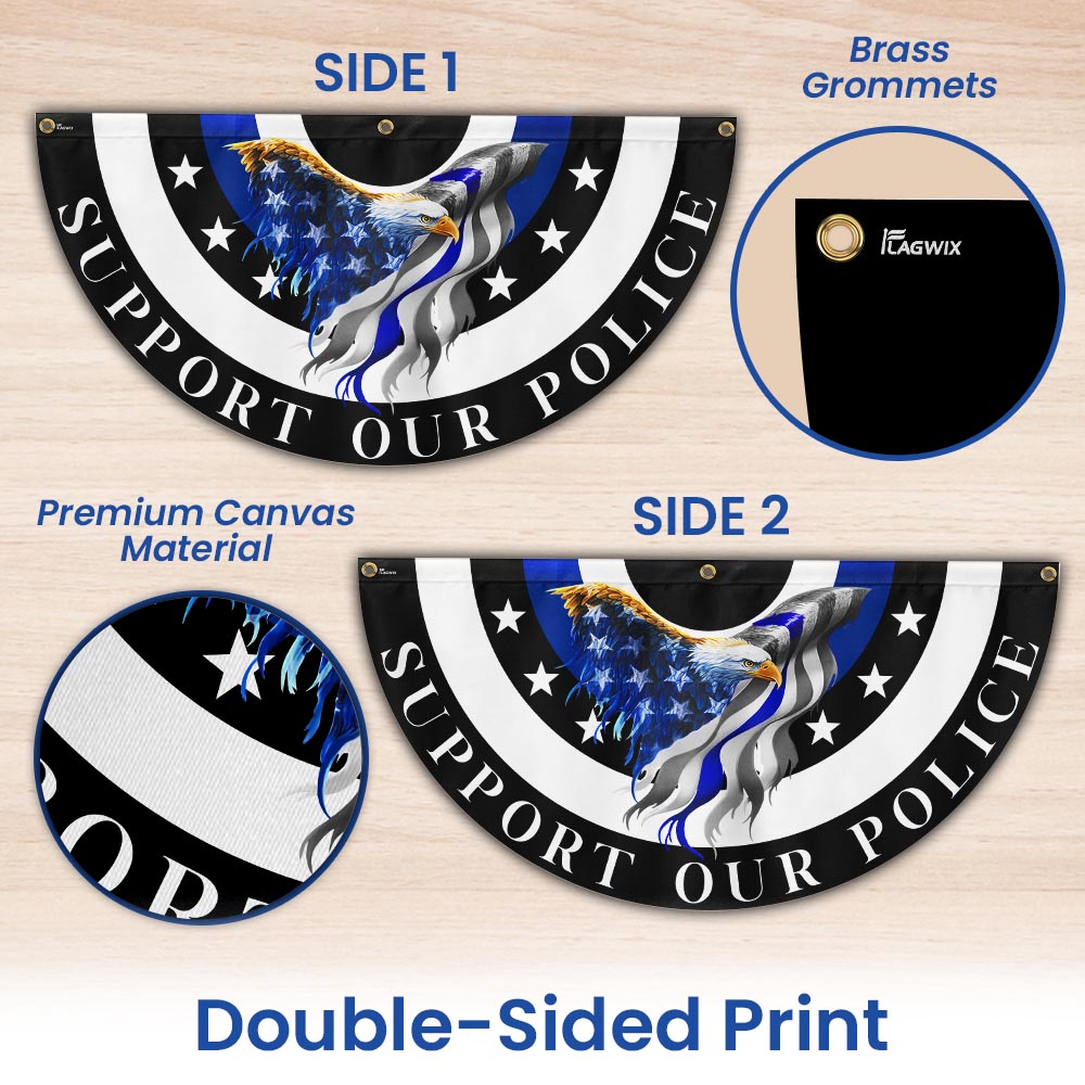 Thin Blue Line Eagle Back The Blue Non-Pleated Fan Flag