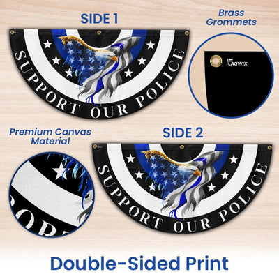 Thin Blue Line Eagle Back The Blue Non-Pleated Fan Flag