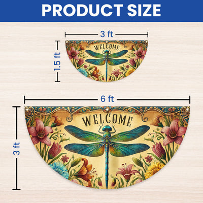 Dragonfly Welcome Non-Pleated Fan Flag for Outdoor Home Decor