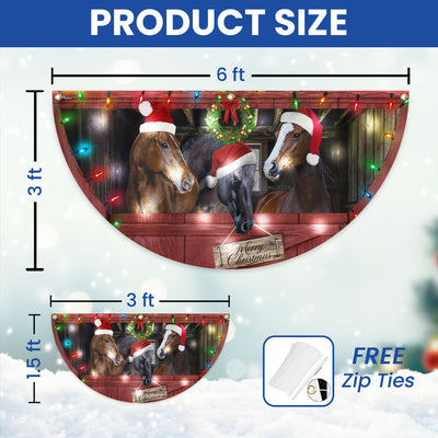 Merry Christmas Horses Farm Solar Led Fan Flag