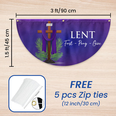 Lent Season Fast Pray Give Jesus Christian Cross Non-Pleated Fan Flag