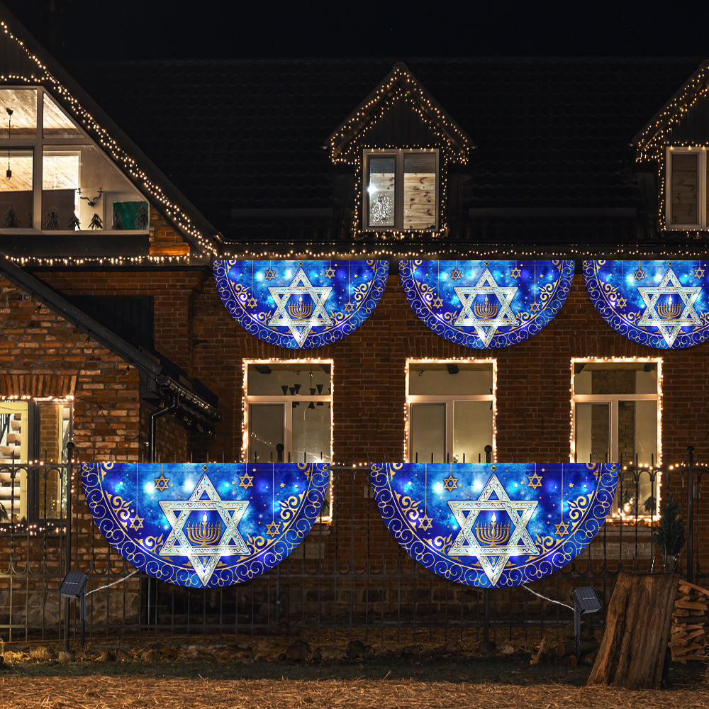 Lighting Hanukkah Solar Led Fan Flag, Jewish Star of Him
