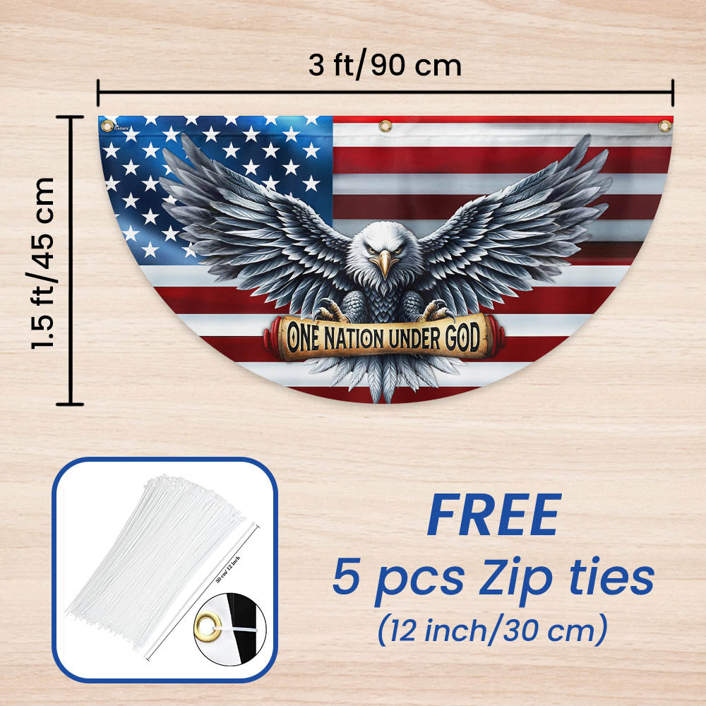 One Nation Under God Patriotic Eagle Non-Pleated Fan Flag