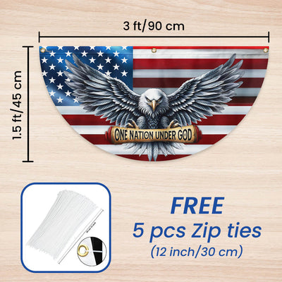 One Nation Under God Patriotic Eagle Non-Pleated Fan Flag