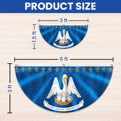 Louisiana Flag Brown Pelican Fleur-de-lis Louisiana Non-Pleated Fan Flag