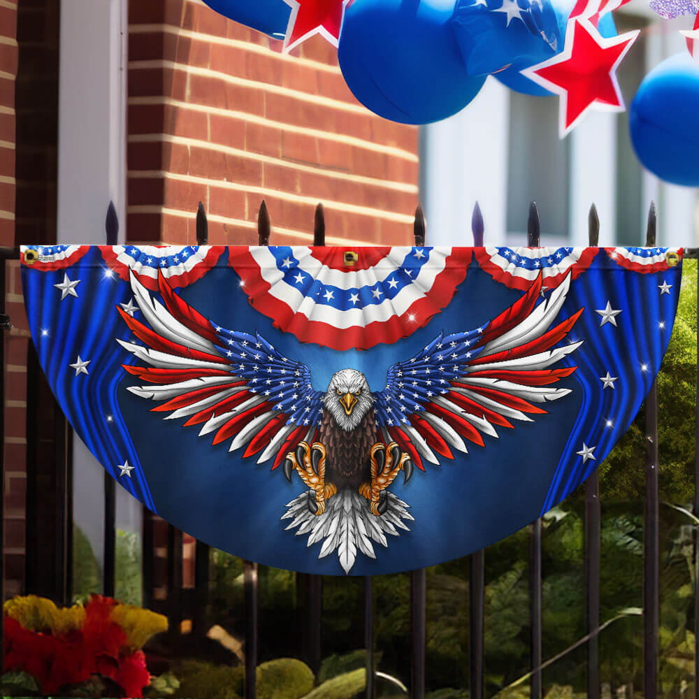 Flagwix American Flag - Patriotic Eagle American Non-Pleated Fan Flag