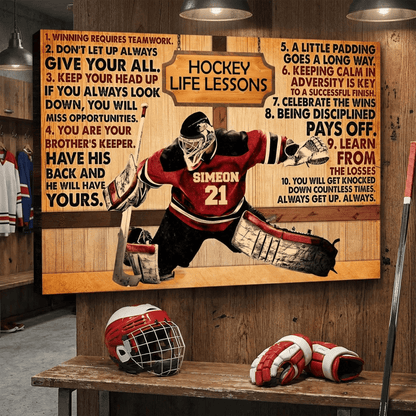Hockey Life Lessons Personalized Canvas - Custom Name & Number