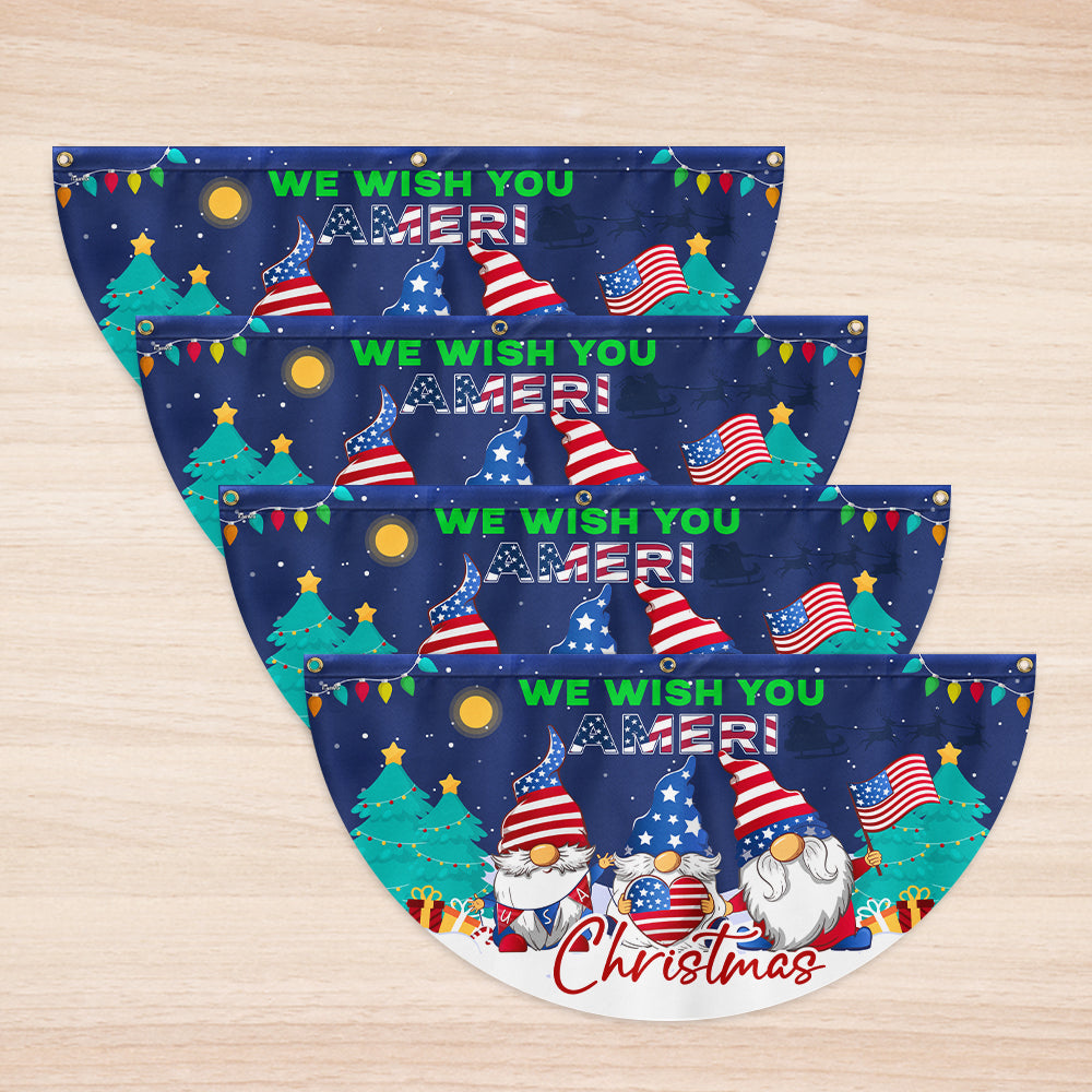 Gnome Christmas We Wish You Ameri Christmas Non-Pleated Fan Flag