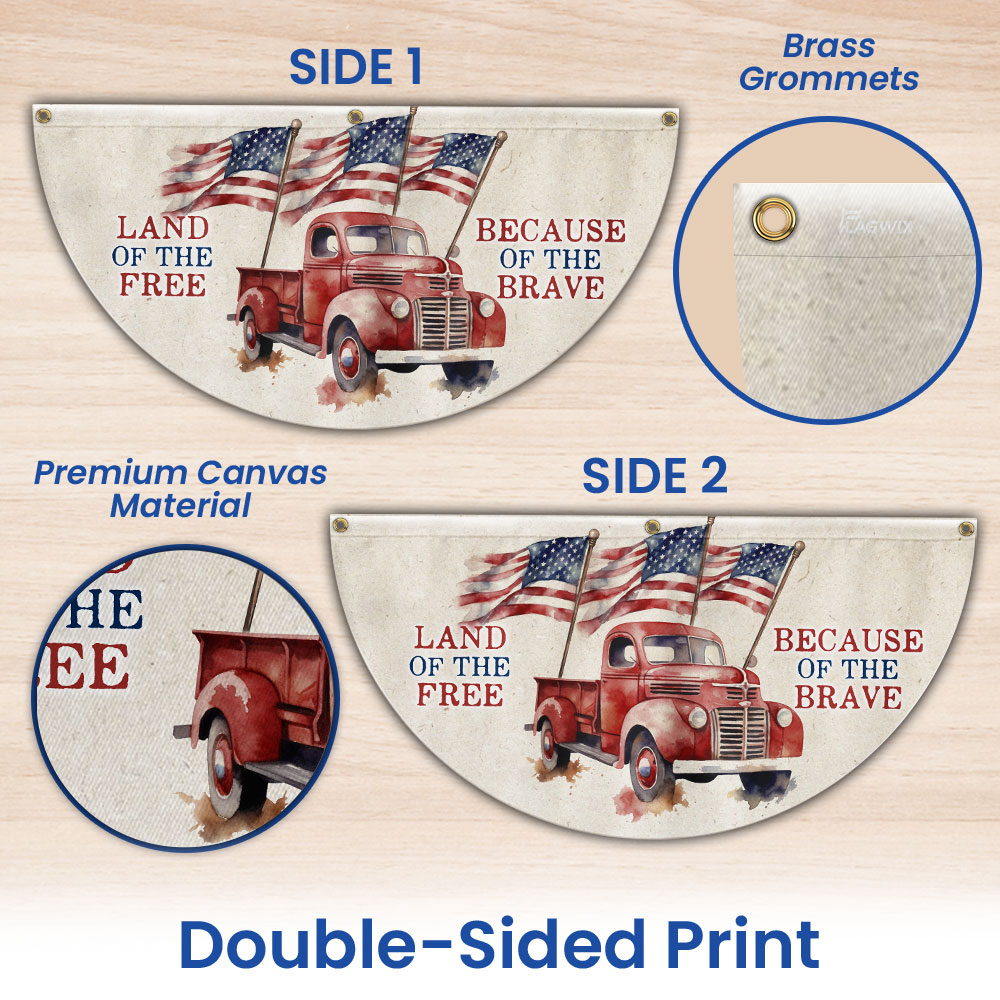 Land Of The Free Because Of The Brave 4th Of july Non-Pleated Fan Flag
