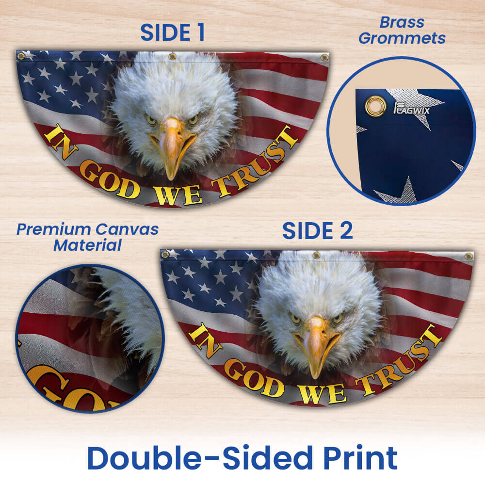 In God We Trust Bald Eagle American Non-Pleated Fan Flag