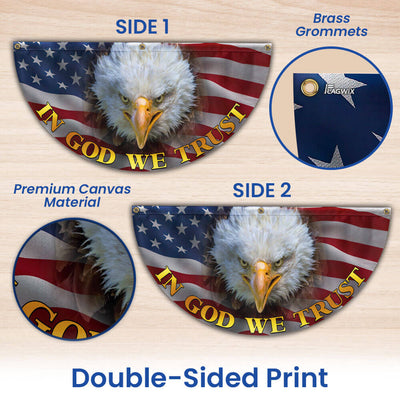 In God We Trust Bald Eagle American Non-Pleated Fan Flag