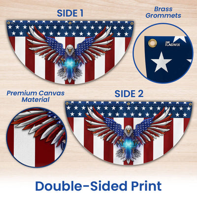 Flagwix American Flag - Patriotic Eagle with Christian Cross American Non-Pleated Fan Flag TPT1700FLv1