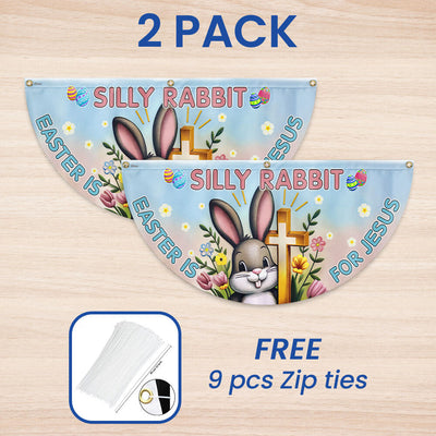 Bunny Easter Day Silly Rabbit Easter is for Jesus Non-Pleated Fan Flag