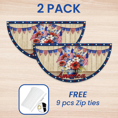 Flagwix American Flag - Patriotic Flowers Vase 4th of july God Bless America Non-Pleated Fan Flag