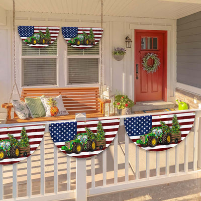 Tractor Christmas Farm Life Non-Pleated Fan Flag