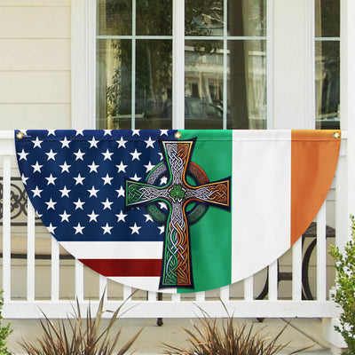 Irish Celtic Knot Cross St. Patrick’s Day Irish American Non-Pleated Fan Flag