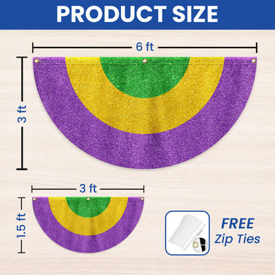 Mardi Gras Carnival Fat Tuesday Non-Pleated Fan Flag