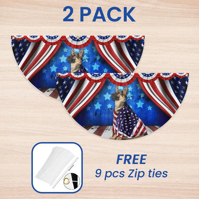 Flagwix American Flag - Patriotic Dog German Shepherd American Non-Pleated Fan Flag Wrapped in Glory