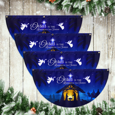 Jesus Is the Reason for the Season Fan Flag - Non-Pleated Christmas Décor  - 3-Day Shipping