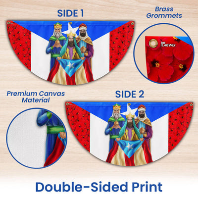 Three Kings Puerto Rico Non-Pleated Fan Flag