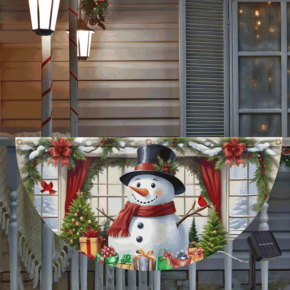 Snowman Merry Christmas Solar Led Fan Flag