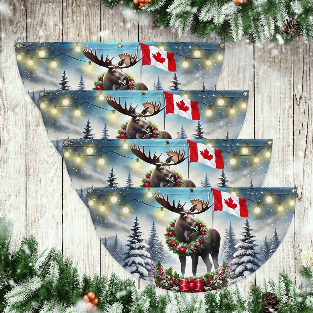 Canadian Moose Christmas Canada Winter Holidays Non-Pleated Fan Flag