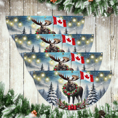Canadian Moose Christmas Canada Winter Holidays Non-Pleated Fan Flag