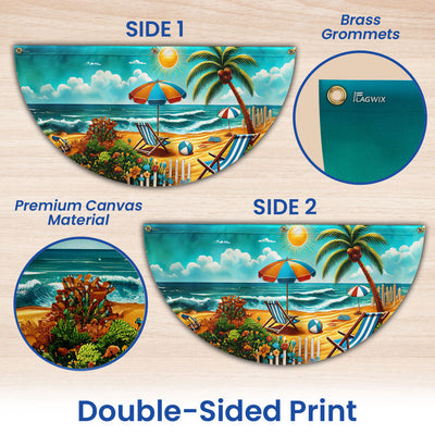 Beach Summer Life Non-Pleated Fan Flag