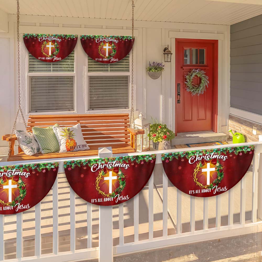Christmas It's All About Jesus Non-Pleated Fan Flag